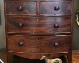 Antique miniature mahogany apprentice chest with boxwood inlay…RARE!!! 