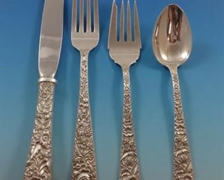 Kirk Repousse sterling service for 12 with large serving pieces