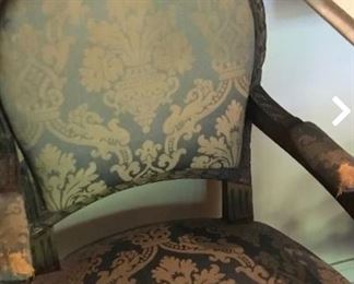 A pair of very fine French Fauteuils with original Fortuny silk upholstery 
Circa 1860