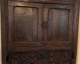 An extremely fine 17th Century Carved Oak Corner cabinet/cupboard 