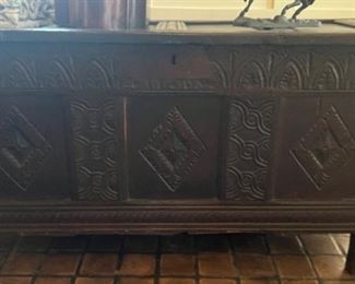 Charles II oak panel chest from the second d half of the 17th Century 