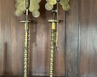 Vintage Brass back light Butterfly Candle Holders…approximately 30” 