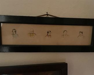 Important hand painted Chinese familial portraits circa 1890
