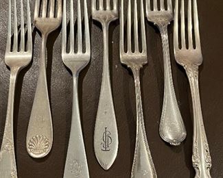 Antique sterling mixed fork collection 