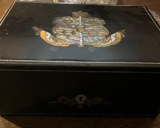 Beautiful antique mother of pearl inlay writing box