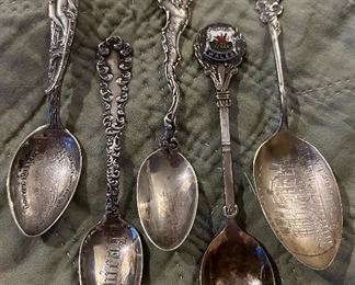 Done sterling and Sterling antique “travels” spoons