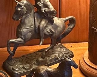  Antique Cast Metal Buffalo Bill Cody Sculpture - Spelter…rustic antique bronze running horse circa 1800