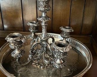 Flush table chandelier.  Hand chased circa -1890