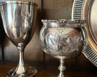 Lovely Victorian rose cup and award chalice 