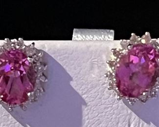 3.70 C TOTAL natural pink topaz and diamond earrings 
$875 FIRM