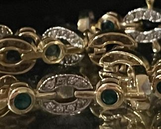 14K diamond and emerald bracelet
Excellent estate piece 
$2900 FIRM