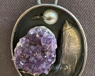 Custom art piece with amethyst quartz and pearl in sterling
$450 FIRM