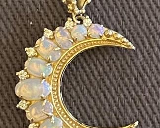 14K gold diamond and opal crescent 
$800 FIRM