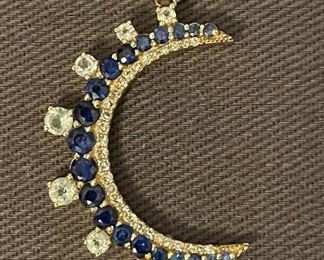 14K gold diamond and sapphire crescent 
$950 FIRM