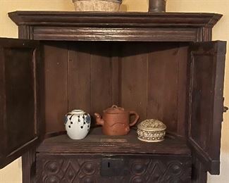 Antique English corner cupboard