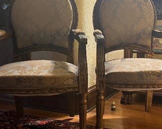 Stunning Italian chairs with Fortuny fabric circa 1880s