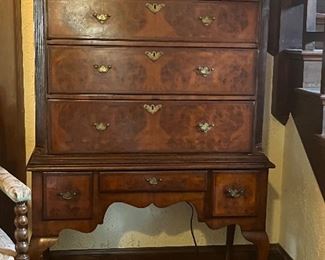 A stunning Early 18th century English Queen Anne walnut chest on stand…appraisal is $12,800!!!