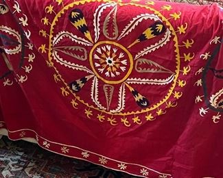 LARGE antique Suzani in Indian cotton