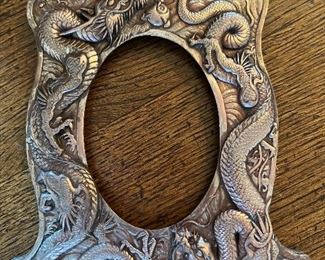 19th Century Japanese Meiji Period Solid Silver Dragon Photo Frame…IMPORTANT ANTIQUE