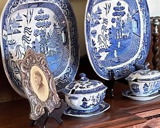 Antique blue ware platters