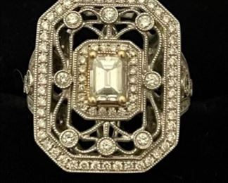 Stunning vintage white and yellow gold diamond ring.  $1600 FIRM