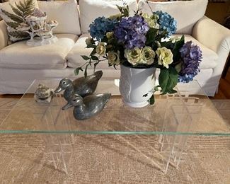 Lucite glass top table 