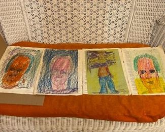 Original Purvis Young Drawings- Two-Sided Drawings.