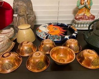 7 Tibetan Copper Offering Bowls.