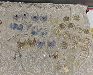 Many earrings (much bigger selection than pictured) from India.