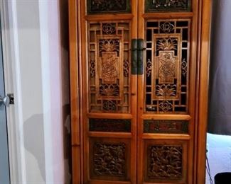 Beautiful Carved Tall Chinese Cabinet