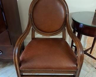 Antique Leather Accent Chair