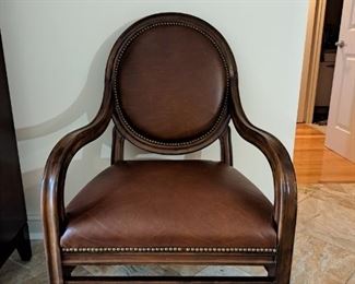Antique Leather Accent Chair