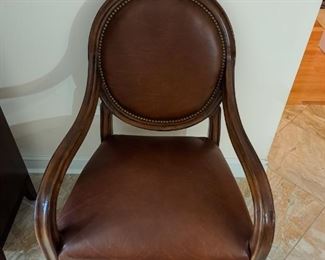 Antique Leather Accent Chair