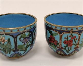 PAIR OF CLOISONNE CUPS. 2" TALL 