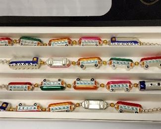 CHRISTOPHER RADKO "CHRISTMAS EXPRESS" BLOWN GLASS GARLAND. #94-437. 66" LONG. ORIGINAL BOX. MADE IN CZECH REPUBLIC 