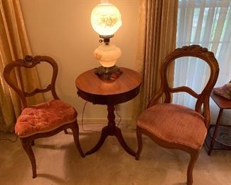vintage chairs and parlor tables