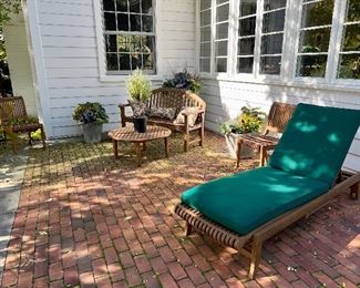 Again, more teak furniture - two additional side chairs, a love seat, coffee table and a chaise lounge with cushion.  This is marvelous quality.