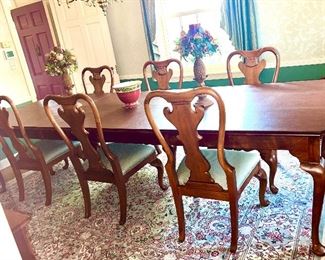 Dining room by Bob Timberlake for Lexington.  Table, 8 chairs, premium pad, 3 leaves.  Shown here with all the leaves in,  Matching China Cabinet.