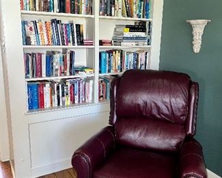 Here is the leather recliner.  And. More. Books.