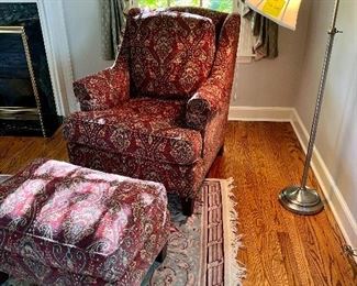 Super nice Smith Brothers of Berne IN chair and ottoman.  I'd like to sit and put my feet up and read one of the hundreds of interesting books in this home!