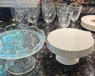 Two cake or cupcake footed plates