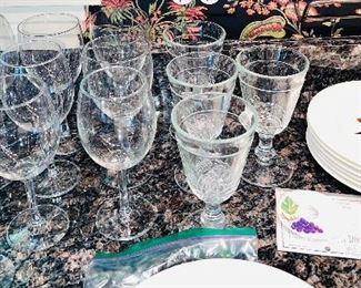 More stemware and some dessert plates