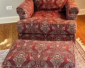 Super nice Smith Brothers of Berne IN chair and ottoman.  I'd like to sit and put my feet up and read one of the hundreds of interesting books in this home!