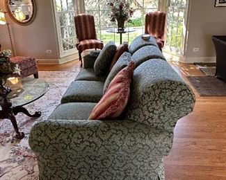 Side view of 3 cushion Sofa by Smith Brothers