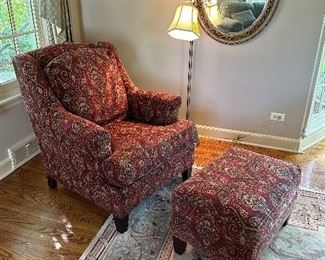 Super nice Smith Brothers of Berne IN chair and ottoman.  I'd like to sit and put my feet up and read one of the hundreds of interesting books in this home!