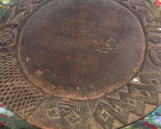 18 century carved & Decorated wooden serving platter