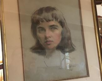 Pastel Drawing By Noted American Artist Erwin Hoffman. Signed