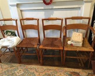 Set Of Four Cane Seat Chairs !9 Century