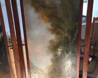 Barbizon painted screen triptych great