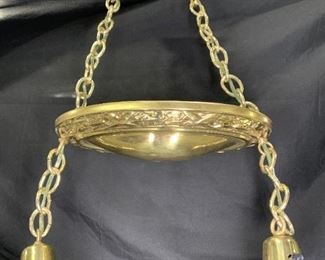 Brass Early 1900s Shower Style Ceiling Fixture. Converted Oil to Electric.